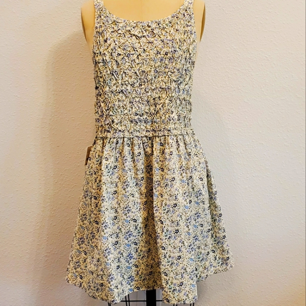 Free People NWT small tea combo blue green flower dress